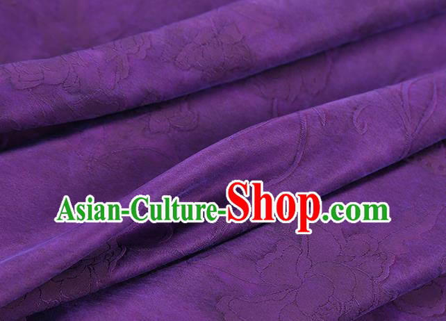 Chinese Qipao Dress Gambiered Guangdong Gauze Traditional Brocade Fabric Classical Jacquard Peony Purple Silk Drapery