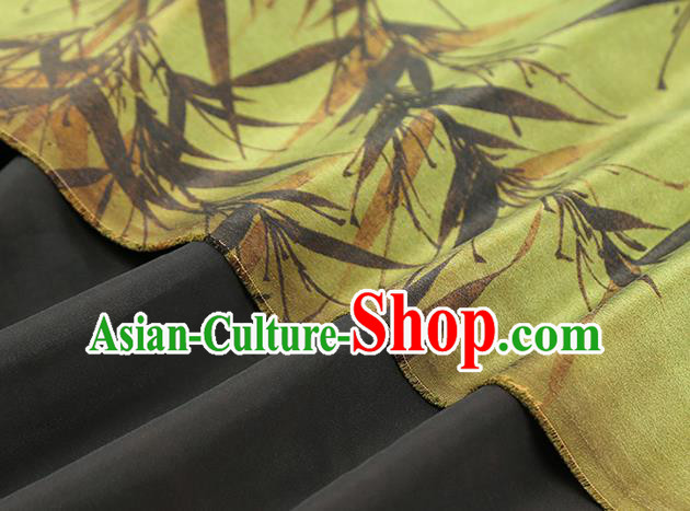 Chinese Classical Bamboo Pattern Silk Drapery Qipao Dress Gambiered Guangdong Gauze Traditional Green Brocade Fabric