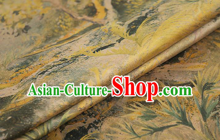 Chinese Yellow Gambiered Guangdong Gauze Traditional Qipao Dress Brocade Cloth Classical Silk Fabric