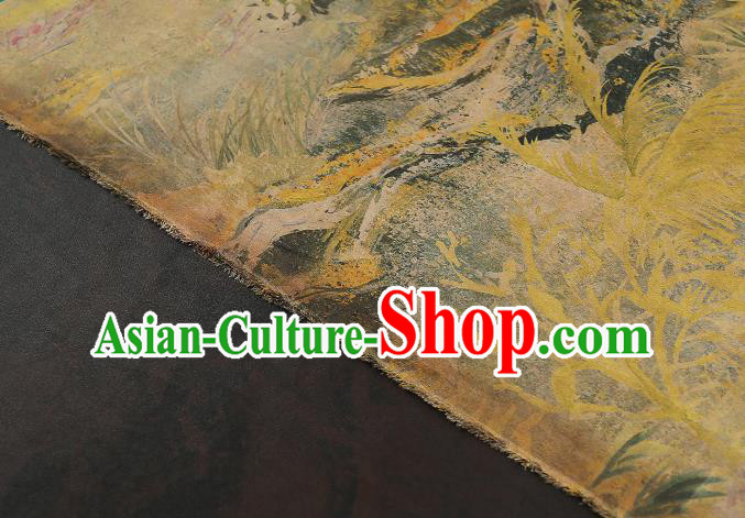 Chinese Yellow Gambiered Guangdong Gauze Traditional Qipao Dress Brocade Cloth Classical Silk Fabric