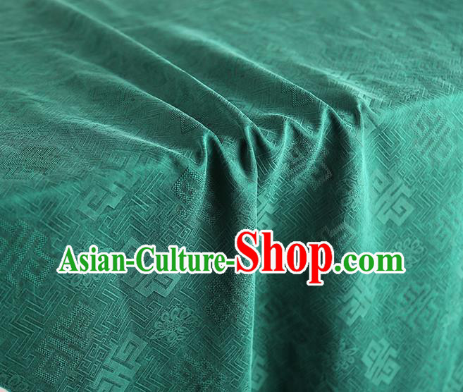 Chinese Jacquard Green Satin Cloth Classical Pattern Silk Fabric Traditional Qipao Dress Gambiered Guangdong Gauze