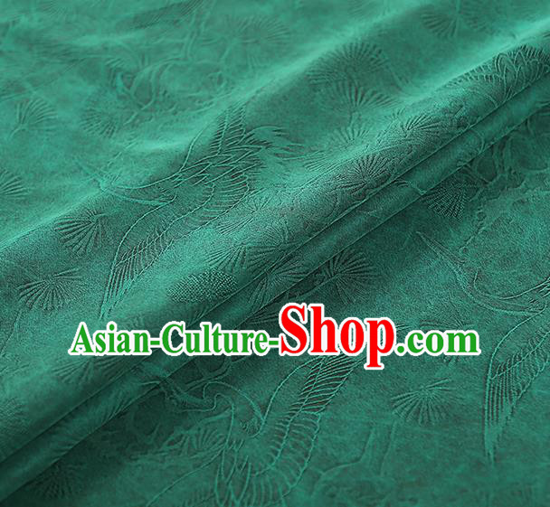 Chinese Traditional Qipao Dress Gambiered Guangdong Gauze Jacquard Green Cloth Classical Pine Crane Pattern Silk Fabric