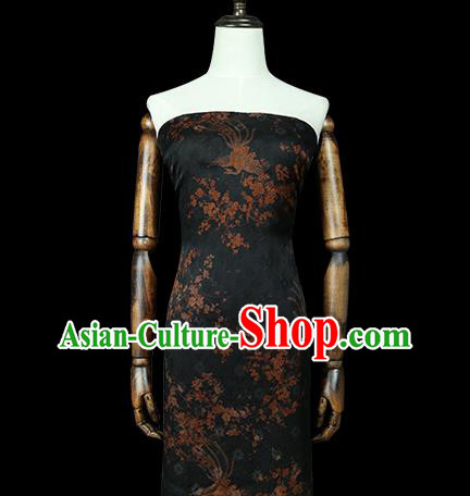 Chinese Classical Phoenix Pattern Silk Drapery Traditional Qipao Dress Fabric Black Gambiered Guangdong Gauze