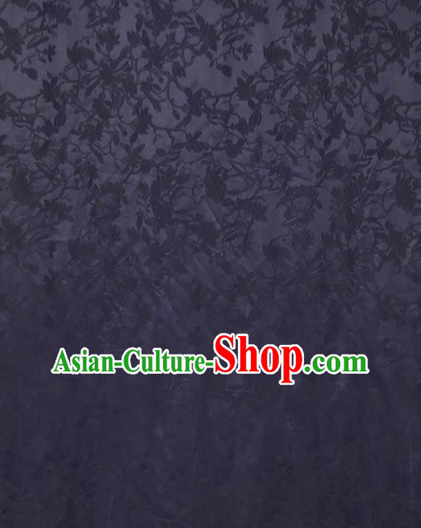 Chinese Classical Qipao Dress Gambiered Guangdong Gauze Cloth Traditional Jacquard Mangnolia Purple Silk Fabric