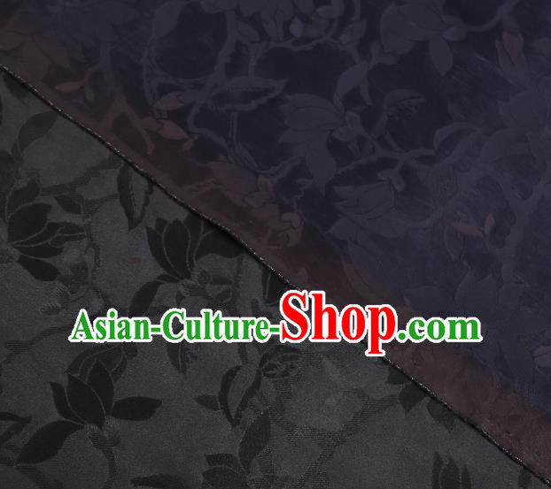 Chinese Classical Qipao Dress Gambiered Guangdong Gauze Cloth Traditional Jacquard Mangnolia Purple Silk Fabric