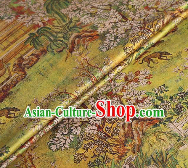 Chinese Traditional Light Green Silk Fabric Classical Qipao Dress Material Gambiered Guangdong Gauze