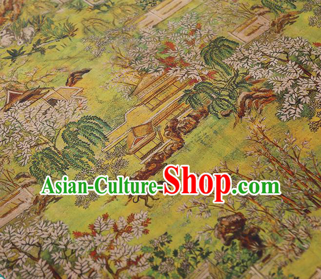 Chinese Traditional Light Green Silk Fabric Classical Qipao Dress Material Gambiered Guangdong Gauze
