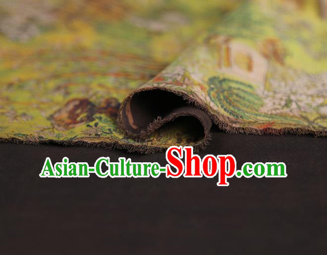 Chinese Traditional Light Green Silk Fabric Classical Qipao Dress Material Gambiered Guangdong Gauze