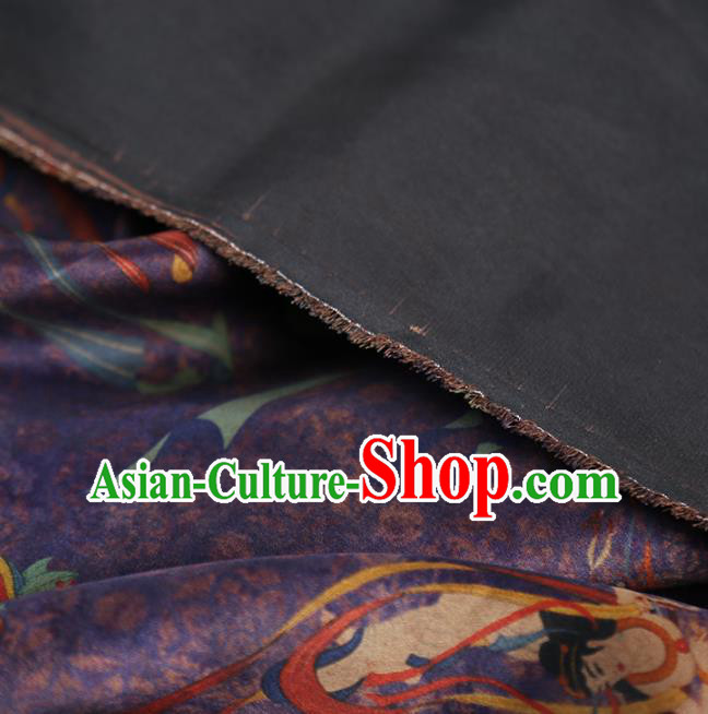 Chinese Classical Flying Goddess Pattern Silk Fabric  Traditional Cheongsam Purple Brocade Material