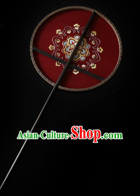 China Traditional Hanfu Red Silk Fan Ancient Princess Palace Fan Wedding Embroidered Fans