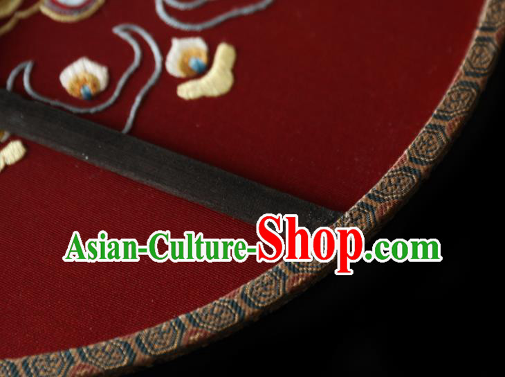 China Traditional Hanfu Red Silk Fan Ancient Princess Palace Fan Wedding Embroidered Fans