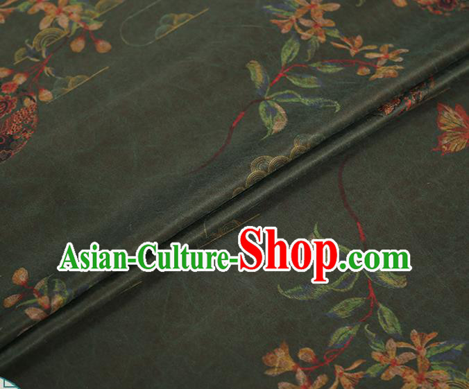 Chinese Traditional Atrovirens Cloth Qipao Dress Gambiered Guangdong Gauze Classical Butterfly Pattern Silk Fabric