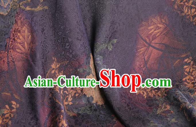 Chinese Traditional Qipao Dress Silk Fabric Classical Peony Pattern Purple Gambiered Guangdong Gauze Drapery