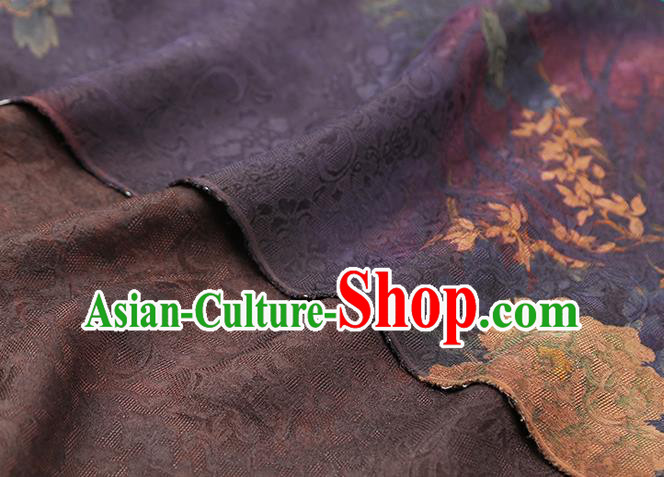 Chinese Traditional Qipao Dress Silk Fabric Classical Peony Pattern Purple Gambiered Guangdong Gauze Drapery