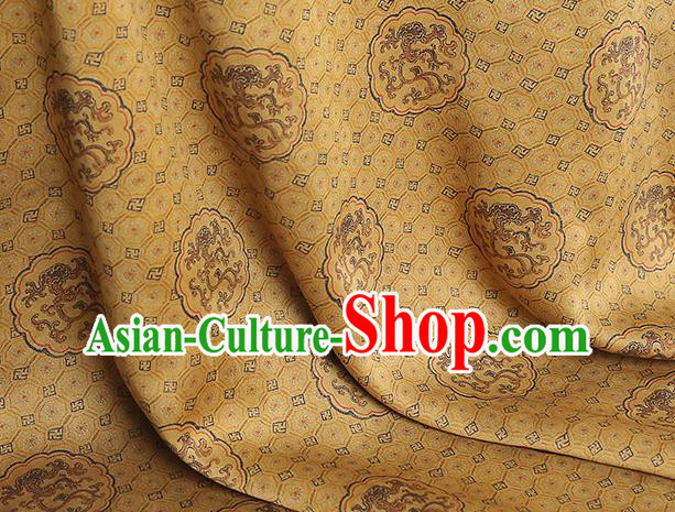 Chinese Traditional Tang Suit Silk Fabric Classical Dragon Pattern Golden Brocade Drapery