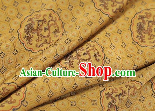 Chinese Traditional Tang Suit Silk Fabric Classical Dragon Pattern Golden Brocade Drapery