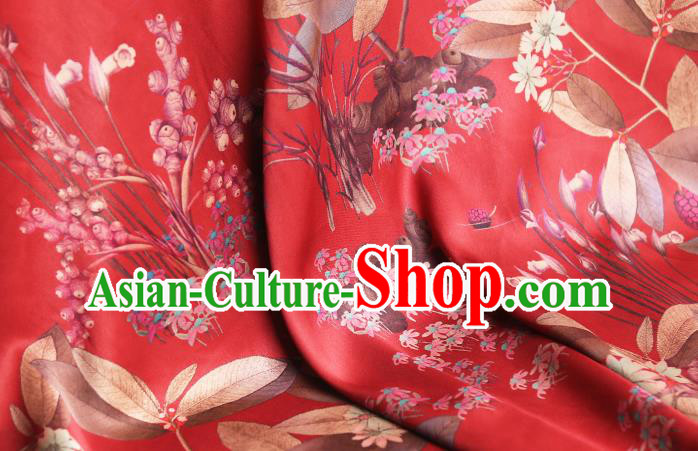 Chinese Wedding Printing Red Gambiered Guangdong Gauze Drapery Traditional Qipao Dress Silk Fabric