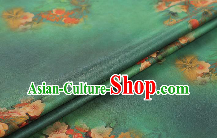 Chinese Traditional Classical Begonia Pattern Silk Drapery Green Gambiered Guangdong Gauze Qipao Dress Brocade Fabric