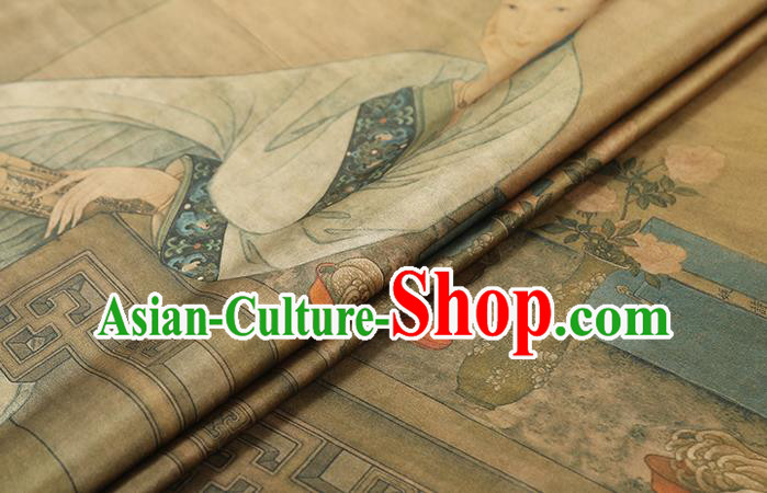 China Cheongsam Drapery Classical Ginger Gambiered Guangdong Gauze Traditional Printing Beauty Silk Fabric
