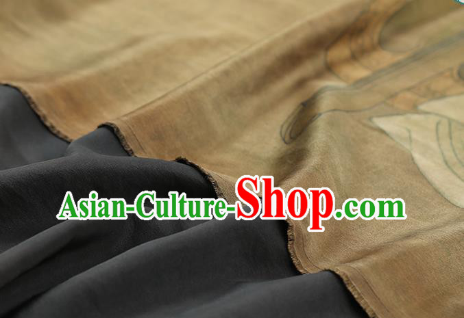 China Cheongsam Drapery Classical Ginger Gambiered Guangdong Gauze Traditional Printing Beauty Silk Fabric