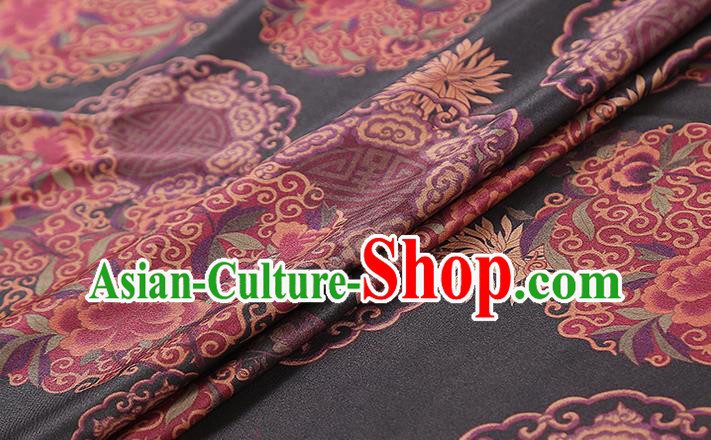 Chinese Classical Auspicious Pattern Black Brocade Drapery Traditional Qipao Dress Silk Satin Fabric