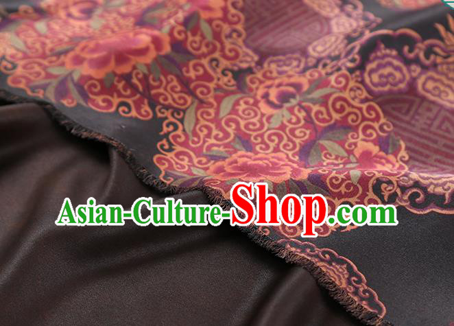 Chinese Classical Auspicious Pattern Black Brocade Drapery Traditional Qipao Dress Silk Satin Fabric