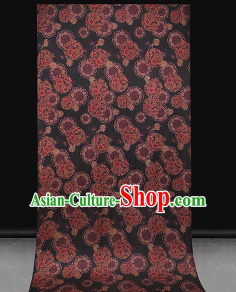 Chinese Classical Auspicious Pattern Black Brocade Drapery Traditional Qipao Dress Silk Satin Fabric