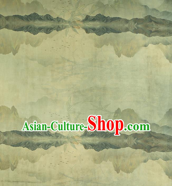 Chinese Bamboo Leaf Pattern Brocade Drapery Traditional Qipao Dress Light Green Silk Fabric