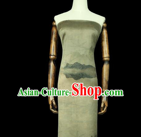 Chinese Bamboo Leaf Pattern Brocade Drapery Traditional Qipao Dress Light Green Silk Fabric