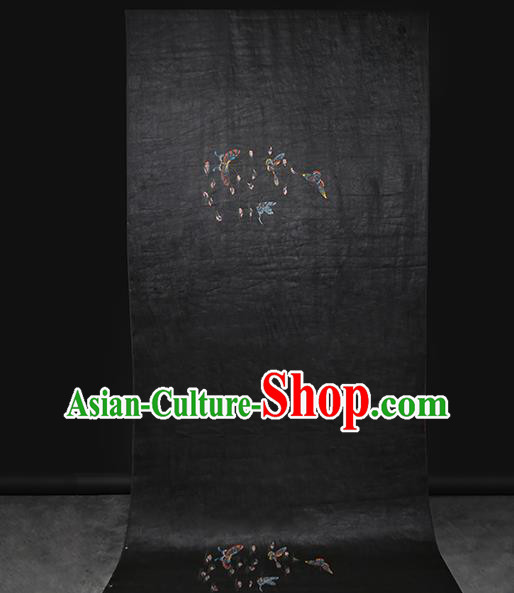 China Cheongsam Drapery Traditional Hand Painting Butterfly Silk Fabric Classical Black Gambiered Guangdong Gauze