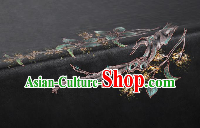 China Classical Gambiered Guangdong Gauze Cheongsam Drapery Traditional Black Silk Fabric