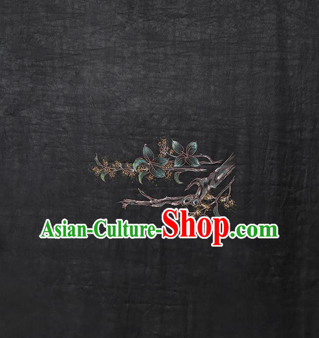 China Classical Gambiered Guangdong Gauze Cheongsam Drapery Traditional Black Silk Fabric