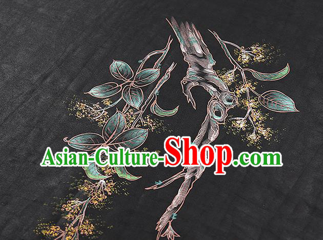 China Classical Gambiered Guangdong Gauze Cheongsam Drapery Traditional Black Silk Fabric