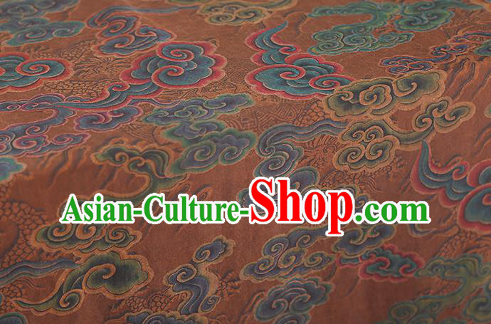 Chinese Traditional Qipao Dress Gambiered Guangdong Gauze Ginger Tapestry Silk Fabric Classical Cloud Pattern Brocade Drapery