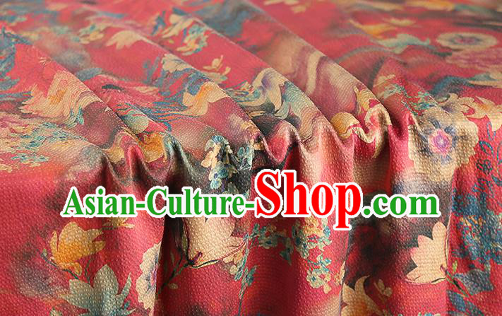 Chinese Classical Red Gambiered Guangdong Gauze Traditional Qipao Dress Silk Fabric