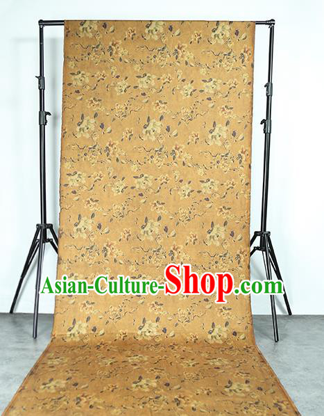 Chinese Classical Flowers Pattern Ginger Gambiered Guangdong Gauze Traditional Qipao Dress Silk Fabric