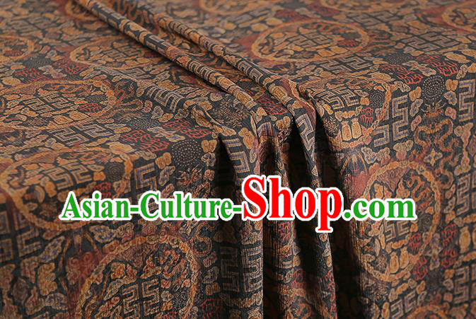 Chinese Traditional Qipao Dress Silk Fabric Classical Deep Grey Gambiered Guangdong Gauze