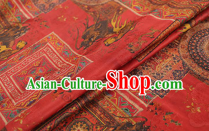 Chinese Traditional Wedding Silk Fabric Classical Qipao Dress Red Gambiered Guangdong Gauze