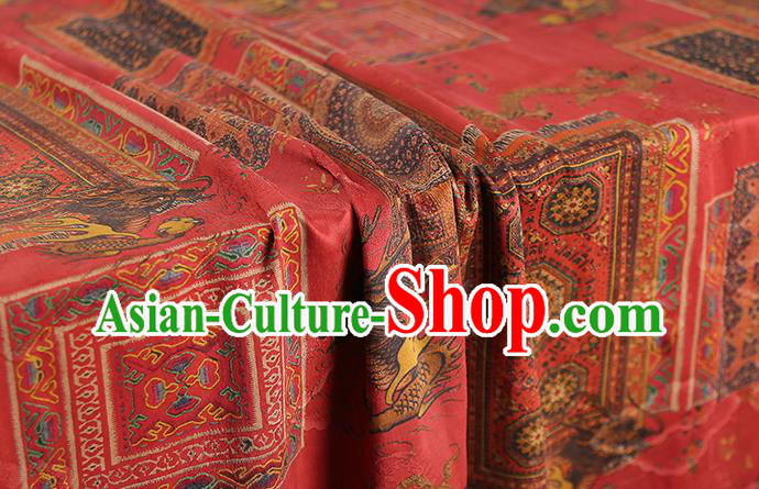 Chinese Traditional Wedding Silk Fabric Classical Qipao Dress Red Gambiered Guangdong Gauze
