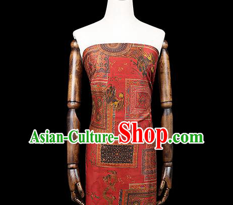 Chinese Traditional Wedding Silk Fabric Classical Qipao Dress Red Gambiered Guangdong Gauze