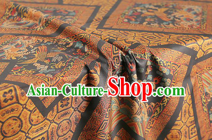 Chinese Traditional Qipao Dress Phoenix Pattern Gambiered Guangdong Gauze Classical Ginger Silk Fabric