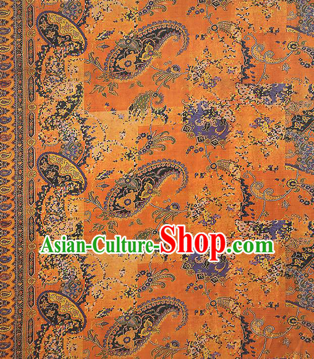 Chinese Classical Cheongsam Orange Silk Fabric Traditional Qipao Dress Gambiered Guangdong Gauze Material