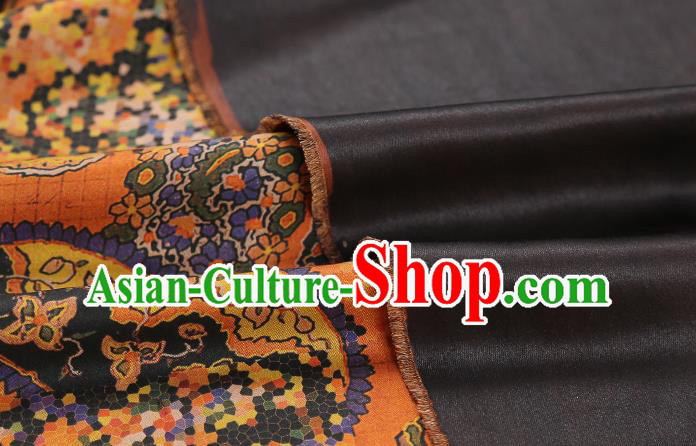 Chinese Classical Cheongsam Orange Silk Fabric Traditional Qipao Dress Gambiered Guangdong Gauze Material