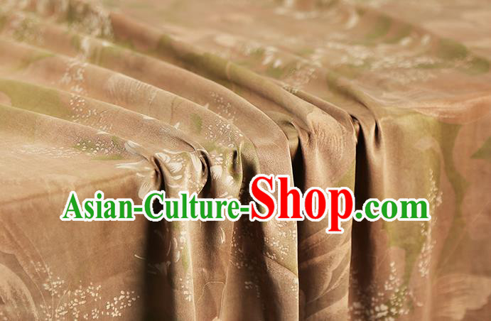Chinese Traditional Qipao Dress Material Gambiered Guangdong Gauze Classical Cheongsam Khaki Silk Fabric