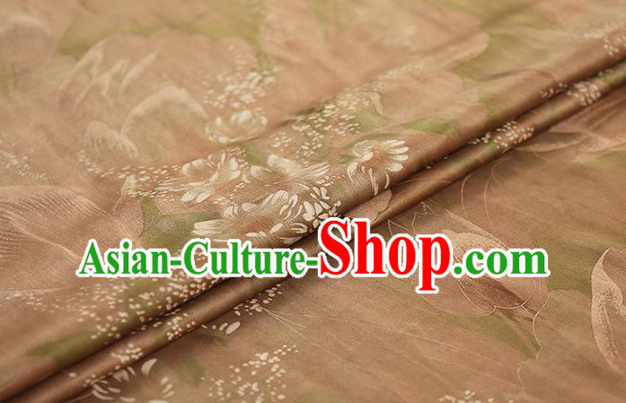 Chinese Traditional Qipao Dress Material Gambiered Guangdong Gauze Classical Cheongsam Khaki Silk Fabric