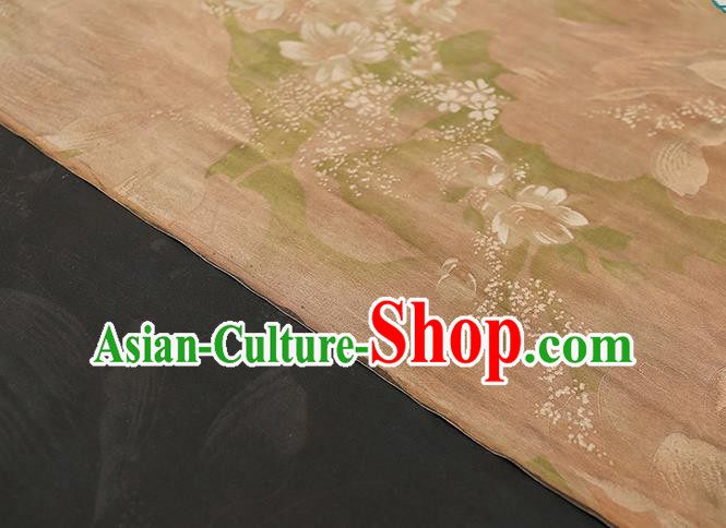 Chinese Traditional Qipao Dress Material Gambiered Guangdong Gauze Classical Cheongsam Khaki Silk Fabric