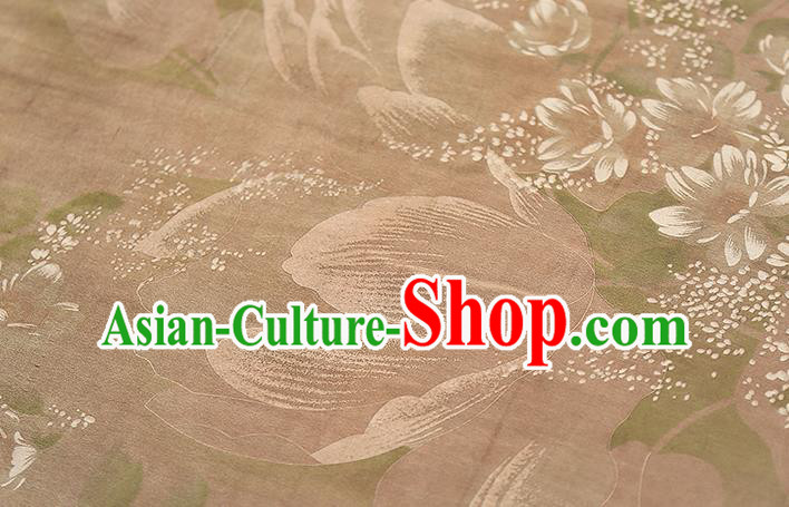 Chinese Traditional Qipao Dress Material Gambiered Guangdong Gauze Classical Cheongsam Khaki Silk Fabric