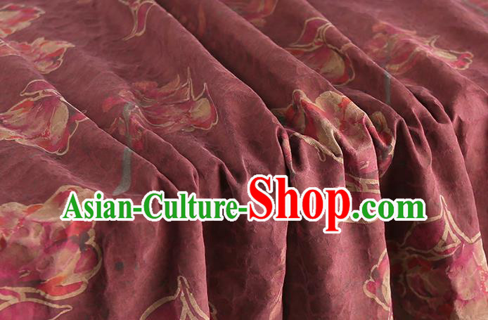 Chinese Traditional Qipao Dress Silk Fabric Classical Wine Red Gambiered Guangdong Gauze