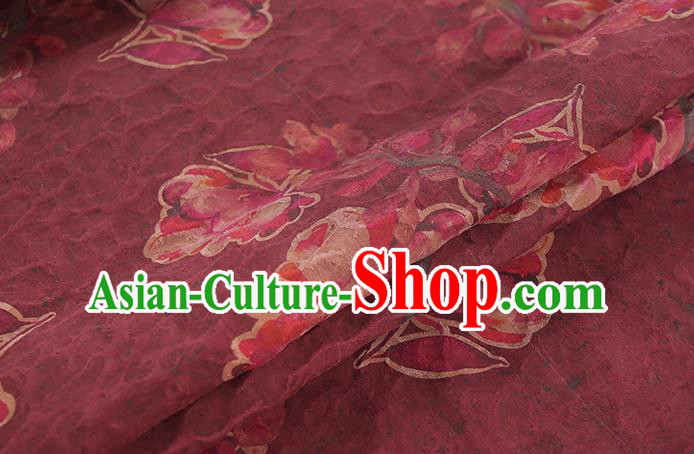 Chinese Traditional Qipao Dress Silk Fabric Classical Wine Red Gambiered Guangdong Gauze