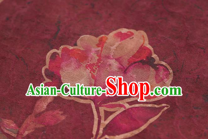 Chinese Traditional Qipao Dress Silk Fabric Classical Wine Red Gambiered Guangdong Gauze